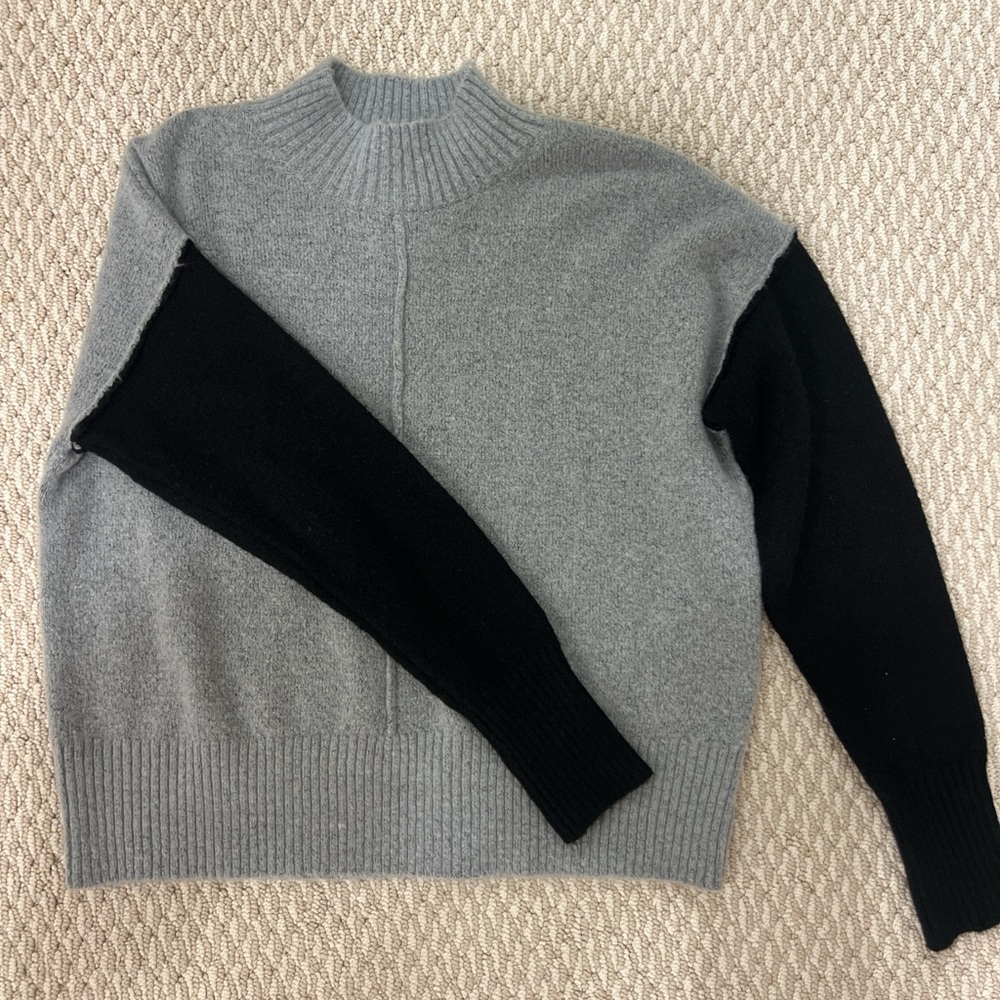 Gray and Black Women's Turtleneck Sweater